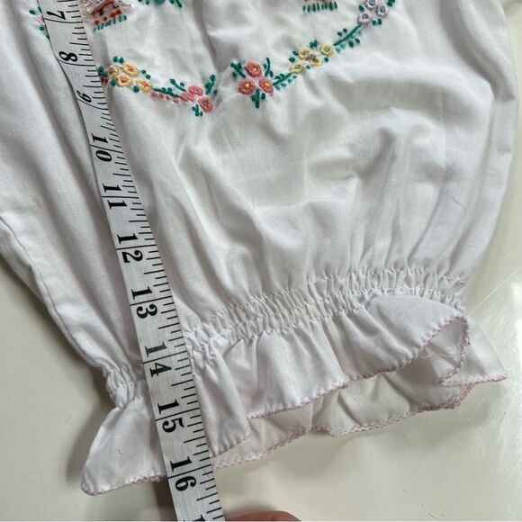 Boho Hand Embroidered Girl’s Pleated Puff Peasant Blouse - Picture 10 of 10